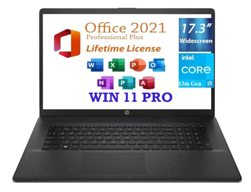 【中古】HP 17.3インチ HD+ ビジネスノートパソコン 第13世代 Intel Core i5-1334U (10コア、12スレッド)、16GB RAM、512GB PCIe SSD、Free Lifetime Office 2021、HDMI、WiFi 6、BT5、Windows 11 Pro、ジェットブラック。