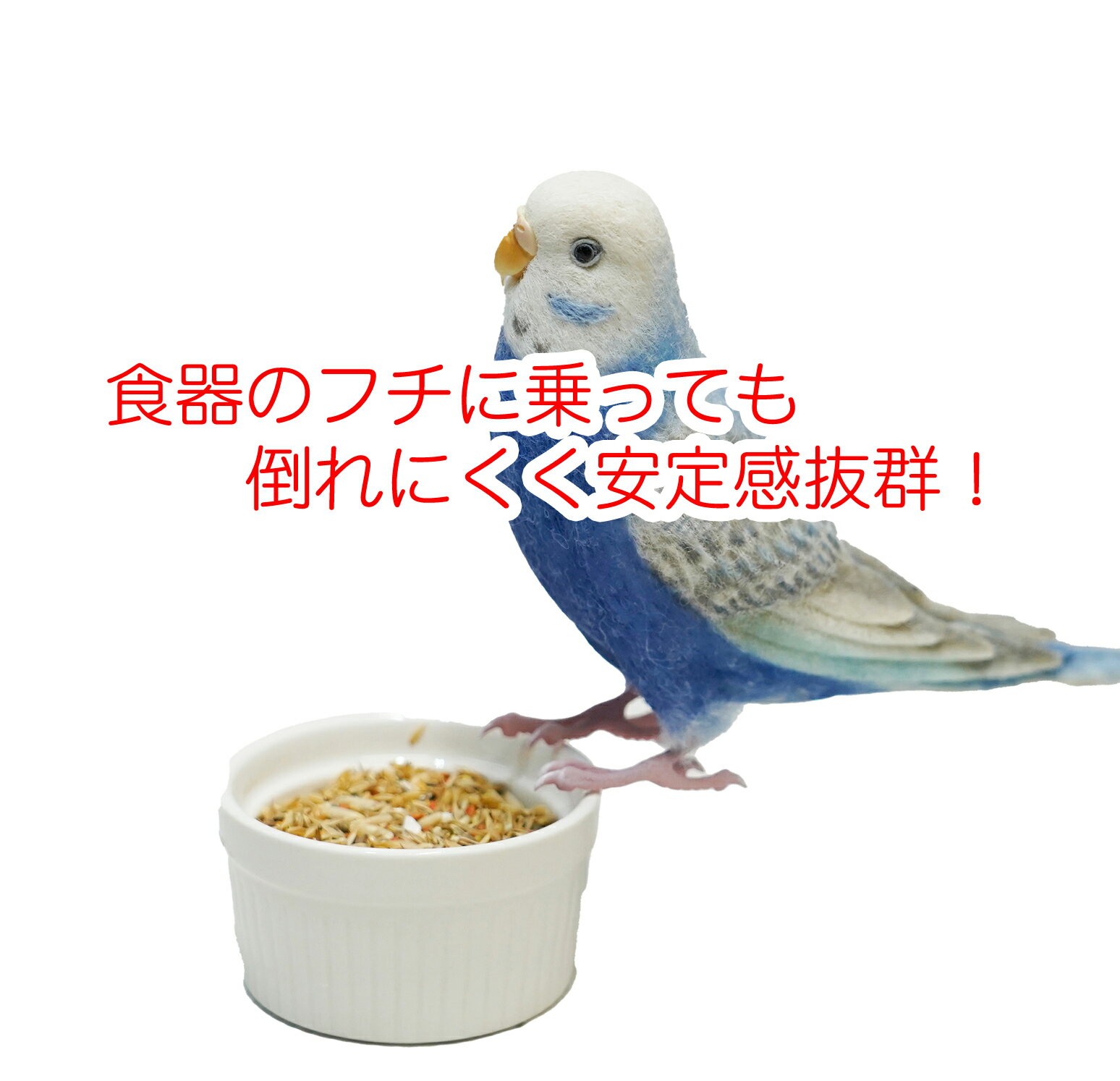 送料無料 | 小鳥の倒れない陶器製食器　2個セット　エサ皿　水入れ　介護鳥　ヒナ鳥　床置き