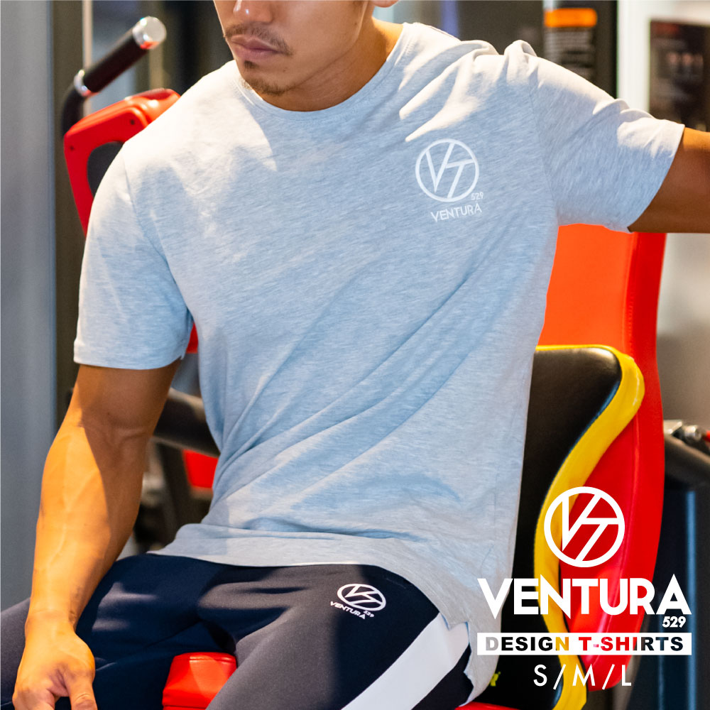 Tシャツ VENTURA 529 トレーニングウェア メンズ レディース 半袖 白 グレー ウェア トップス カジュアル ストリート トレーニング 大きいサイズ ロゴ 刺繍 シンプル 半袖 スポーツ アウトドア アスレジャー