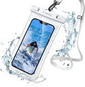 防水ケース TORRAS スマホ用 全面クリア 押し易いサイドボタン IPX8認証 顔認証 撮影 通話 タッチ快適 6.9インチ以下対応 海 水中 温泉 風呂 キッチン プール ブラック