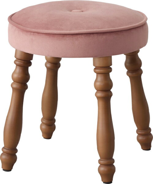 BGL-250PK アンティーク調 スツール ベロア クラシック 北欧 姫系 オットマン 木製 カフェ おしゃれ 高さ37センチ チェア ドレッサースツール ピンク