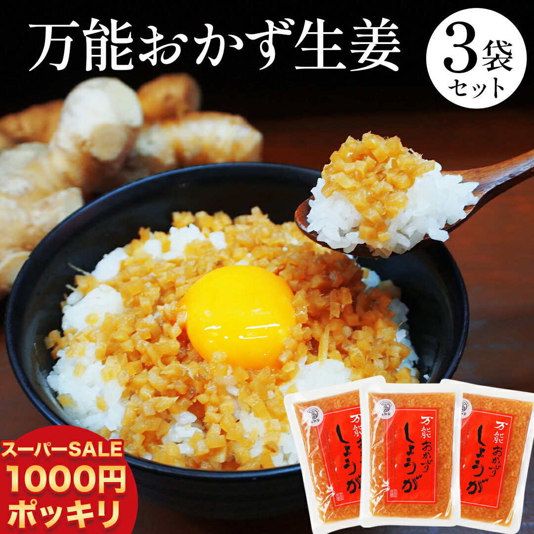 ＼ 楽天スーパーSALE 1000円ポッキリ !／ ＜ ヒルナンデス で紹介 ＞高知県産 生姜 使用！【 食べる生姜 】【 万能 おかず生姜 】その他いろんな 料理 に使えて便利 3袋セット 実用的 ギフト お歳暮