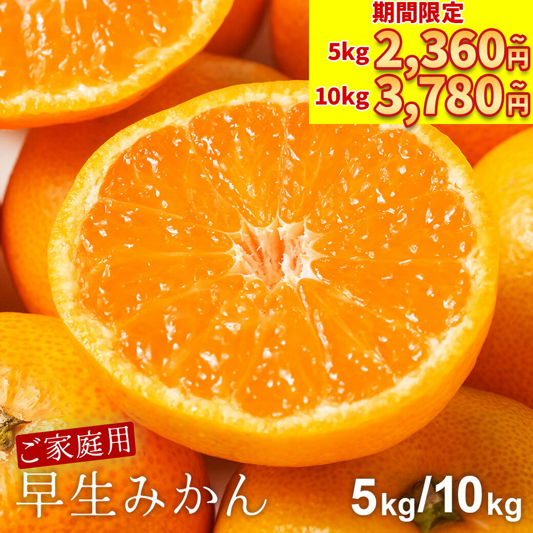 \ 期間限定価格 5kg 2,360円~ 10kg 3,780円~ &P2倍 / ご家庭用 選べるサイズ 早生 みかん 5kg 10kg【 送料無料 】 訳あり...