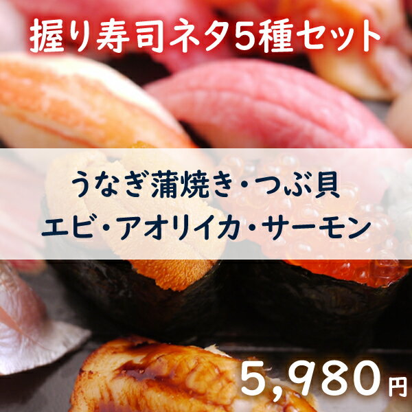 ＼ 店内全品 ポイント2倍 ／ 握り寿司5種100貫作成セット・海鮮福袋（アオリイカ・うなぎ蒲焼き・エビ・つぶ貝・サーモン)ずしの素1本【送料無料】「コロナ　応援」「コロナ　セール」「コロナ　訳あり」 実用的 ギフト 人気 お中元 御中元 中元のサムネイル