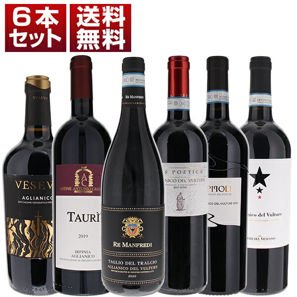 【送料無料】南イタリア 代表 アリアニコ カンパーニャ バジリカータ 赤 6本 セット ワインセット 赤 赤ワイン (750ml×6) アリアーニコ