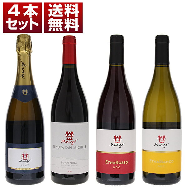 【送料無料】エトナ ムルゴ エレガントで風味豊か 土着品種 赤白泡4本セット ワインセット 赤白泡 (750ml×4) イタリア 敬老の日