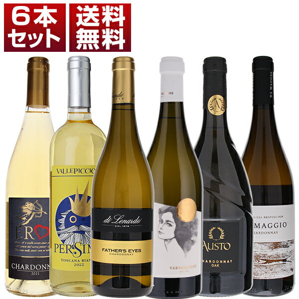 ワイン飲み比べセット 【送料無料】お手頃 樽熟シャルドネ飲み比べ！果実感と樽の風味のバランスが絶妙！イタリア 樽熟シャルドネ 6本セット 白 シャルドネ イタリアワイン (750ml×6)