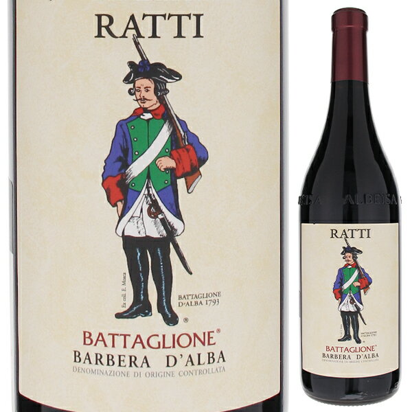 Barbera D'alba Battaglione Renato Rattiレナート ラッティ （詳細はこちら）レナート・ラッティはバローロ5大産地の1つとして知られるラ・モッラ村に本拠地を構える家族経営のワイナリー。こちらは、フレッシュな果実味とソフトなタンニンに豊かな酸が特徴的なピエモンテの土着品種、バルベラから造られる1本。フローラルなアロマに、熟したイチゴやチェリーの香りが入り混じったフレッシュなアロマが漂います。口当たりは滑らかで、フルーティーな果実味とエレガントな酸が綺麗に調和。味わいはまろやかな舌触りに包まれながら、優美な余韻へと変化します。ハーブやブルーベリーの後味が特徴の1本です。750mlバルべーライタリア・ピエモンテバルベーラ ダルバDOC赤他モールと在庫を共有しているため、在庫更新のタイミングにより、在庫切れの場合やむをえずキャンセルさせていただく場合もございますのでご了承ください。エノテカ株式会社熟した果実味広がる丸みを帯びた味わいが魅力!バローロの基礎を築いた名門レナート ラッティがバルベラで造る親しみやすい赤ワインバルベラ ダルバ バッタリオーネ レナート ラッティBarbera D'alba Battaglione Renato Ratti商品情報バローロ5大産地の1つ、ラ・モッラ村に本拠地を構える家族経営のワイナリー「レナートラッティ」がバルベラで造る、丸みと爽やかさを兼備したリッチな味わいが魅力の赤ワインです。「ソルジャー・ラベル」こちらはユニークなラベルで知られる、レナート・ラッティのデイリーレンジワイン。19世紀にナポレオン帝政期に活躍した、ランゲ地方の各村々を守る兵士がラベルに描かれており、ブドウの産地とも結びついています。個性的なユニフォームを身に着けた兵士たちの姿が、ワインの個性を表現しているようにも見えるこのシリーズは、世界中で広く親しまれています。週末飲むならバルベラ！地元ピエモンテでは、「毎日飲むならドルチェット、週末飲むならバルベラ、記念日飲むならネッビオーロ」と言われるほど、日々の食卓に欠かせない土着品種です。こちらは、フレッシュな果実味とソフトなタンニン、そして豊かな酸が特徴的。熟したイチゴやプラム、花のアロマに、森やスパイスのニュアンスが重なった、親しみやすくも複雑な香り。口当たりは滑らかで、丸みと爽やかさを兼備したリッチな味わいが特徴です。酸が味わいを引き締め、エレガントな余韻が長く続きます。トマトリゾット、煮込み料理と好相性です。生産者情報レナート ラッティ Renato Rattiバローロの基礎を築き、ラ モッラ村のエレガンスを体現する名門レナート ラッティはバローロ5大産地の1つ、ラ モッラ村に本拠地を構える家族経営のワイナリー。レナート ラッティ氏は、あらゆるバローロ生産地域を調査した結果、単一のテロワールがそれぞれ異なった特徴を持っていることを発見し、1965年にマルチェナスコの単一畑で収穫されたブドウを使用して最初のワイン造りを開始。レナート氏が生み出したモダンな造りで親しみやすいバローロは、イタリア国内のみならず世界中で大きな注目を集めました。1988年、バローロに大きな影響を与えたレナート ラッティ氏が急逝。当時20歳だった息子ピエトロ氏がレナート氏の遺志を継ぎ、ワイナリーで働き始めはじめました。父のように歴史やテロワールを尊重しながらも、更なる品質向上を目指し、畑の購入や賃貸を進め、栽培農家より購入していたブドウを、自社ブドウへと変更。栽培から醸造まで一貫して行うブルゴーニュのワイン造りのようなドメーヌ型のワイン生産を行っています。彼らが目指すのは、そんなラ モッラ村のテロワールの個性を最大限引き出すエレガントなワイン造り。醸造に関しては、キュヴェに応じて、伝統的な木桶の発酵槽とモダンなロータリー ファーメンター（回転発酵槽）を使い分け、熟成には大樽とフレンチオークバリックを使い分けるなど、伝統的な醸造技術に近代的な醸造技術を取り入れています。こうして生み出されるワインは、エレガンス、フィネス、熟成ポテンシャルを備えた味わい。ラ モッラ村のベンチマークとして世界的な評価を獲得しています。