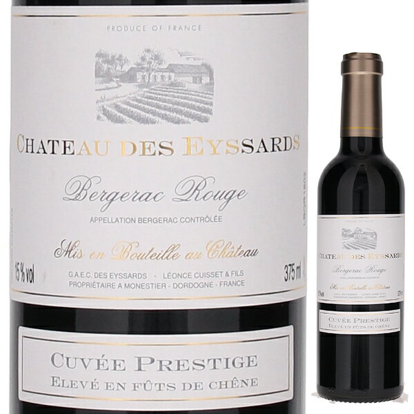 Chateau Des Eyssards Rouge Cuvee Prestige Chateau Des Eyssardsシャトー デ ゼサール （詳細はこちら）ステンレスタンクを使い低温で発酵させた後、フランス産オークのバリックで12ヶ月間熟成させています。バリックは、1年樽40%、2年樽30%、3年樽30%です。濃く、透けて通らない深いルビー色。リッチでありながら、エレガントな風味が感じられます。初めに洗練された甘さのあるバニラのような樽の風味があり、適度にまろやかな酸味と果実味とのバランスがとれています。凝縮した果実味に由来するほのかな甘さはありますが、全体的にはタニックで、かなり強めの渋みがあり、飲み応えは抜群です。375mlメルロー、カベルネ ソーヴィニョン、カベルネ フランフランス・シュッド ウエスト・ベルジュラック・ベルジュラック南西地方AOC赤他モールと在庫を共有しているため、在庫更新のタイミングにより、在庫切れの場合やむをえずキャンセルさせていただく場合もございますのでご了承ください。株式会社稲葉