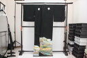 訳あり実店舗キャリー在庫 正絹黒留袖 黒(人物×富士山×松×滝×舟) 正装 結婚式 着付けの練習 送料無料 送料込み