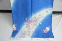 訳あり店舗キャリー在庫 正絹振袖 青×薄水色(桜) 成人式 着付け お稽古 丹後ちりめん生地使用 送料無料 送料込み