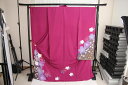 訳あり店舗キャリー在庫 正絹振袖 赤紫×青紫(桜) 成人式 着付け お稽古 送料無料 送料込み