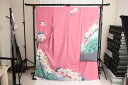 訳あり店舗キャリー在庫 正絹振袖 ピンク×グレー(ボタン・ユリ・桜) 成人式 着付け お稽古 丹後ちりめん生地使用 送料無料 送料込み