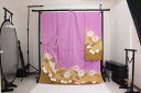 訳あり店舗キャリー在庫 正絹振袖 ピンク×からし(ゆり・菊・花) 成人式 着付け お稽古 丹後ちりめん使用 送料無料 送料込み