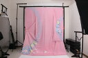 訳あり店舗キャリー在庫 正絹振袖 八掛つき ピンク(花・かすみ草・マーガレット) 成人式 着付け お稽古 送料無料 送料込み