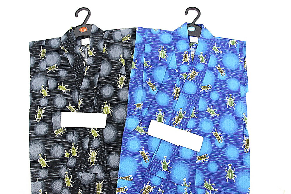 送料無料 訳あり 子供浴衣 90 100 110 120サイズ カブトムシ 昆虫 男の子 男児 ちびっこ浴衣 キッズ 子供服 夏 お祭り 盆踊り ゆかた 子供浴...