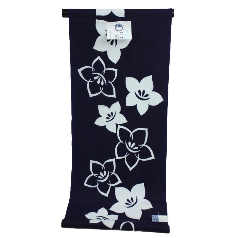 呉服屋 新柄 竺仙鑑製 女物浴衣 反物 白×紫 ききょう 綿100% 生地 コーマ地染め レディース 婦人物 ブランド メール便不可 送料無料 レトロ 和柄 古典柄 安い 耳あり 送料込み