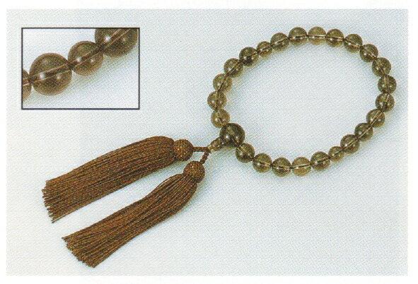 あづま姿（念珠） 男性用片手 茶水晶 取り寄せ商品 紳士 弔事 礼装 着付小物 和装小物 あずま姿 メール便不可[tss]