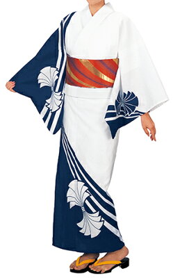 踊り衣裳 反物 大印 本絵羽ゆかた 白×濃紺 取り寄せ商品 日本の踊り 掲載 踊り絵羽...