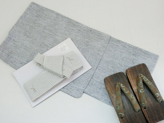 男物浴衣3点セット LLサイズ 浴衣+ワンタッチ綿麻角帯+下駄 選べる福袋 大きいサイズ 麻混 メンズ浴衣セット 紳士 男物 yukata 浴衣 大人 浴衣セッ...