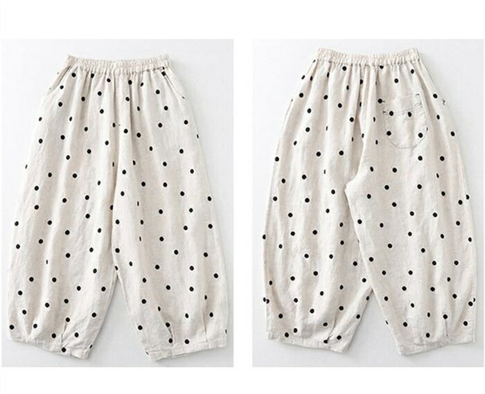 バルーンパンツ ワイドパンツ レディース パンツ ガウチョパンツ ドット柄 水玉 体...