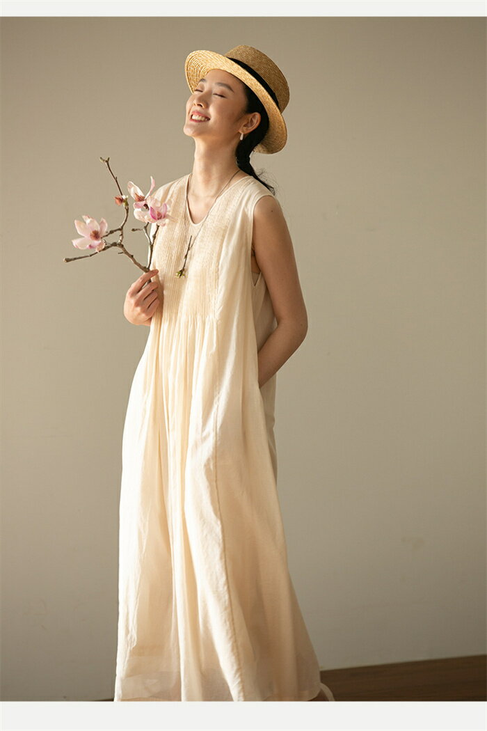 ロングワンピース Vネック レディース 夏 ノースリーブ ワンピース Aライトワンピース ロング丈 フレアワンピース マキシワンピース 袖なし 無地 ロングワンピ 夏ワンピース 体型カバー 無地ワンピース ゆったり カジュアル お洒落 ミモレ丈ワンピース フリル 送料無料