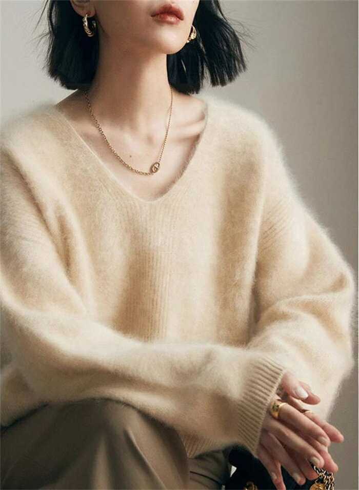 ニットセーター セーター レディース シャギーニット vネック ニット 長袖 セーター 長袖セーター プルオーバー ニットソー インナー 秋 冬 ショート 秋冬 無地 ふわふわ もこもこ シャギー トップス モコモコ 柔らかい 暖か