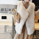 ファーベスト レディース Vネック ベスト ノーカラー 羽織り 秋 冬 ボア ベスト ジレ コート アウター 秋冬 フェイクファー ベスト ロングベスト ジャケ...