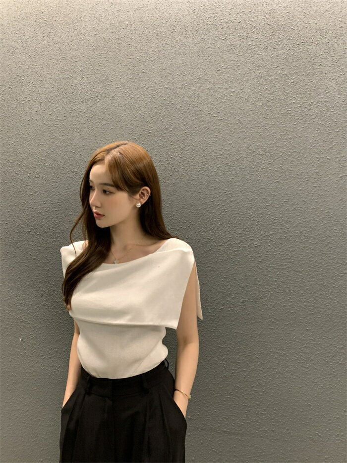 tシャツ オフショルダー レディース サマーニット カットソー 袖なし Tシャツ 夏 ...