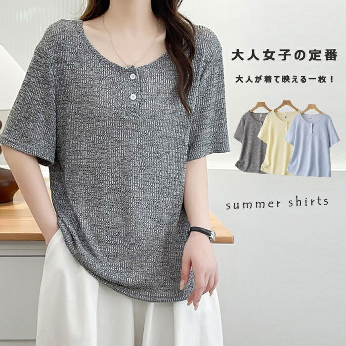 tシャツ 半袖 夏 レディース シャツブラウス 薄手 ラウンドネック グルーネック 半袖tシャツ カットソー 無地 ショート丈 半袖Tシャツ 無地Tシャツ Tシャツ 涼感 サマーニット プルオーバー プルオーバーtシャツ 可愛い カジュアル 大きいサイズ シンプル