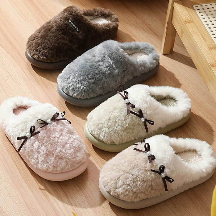スリッパ 冬 暖かい ルームシューズ サンダル レディース 室内履き エコファー ふわふわ もこもこ レザ..