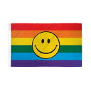 【アメリカンフラッグ】 スマイルレインボー フラッグ【メール便可】Rainbow Happy Face Flag 3×5ft（150×90cm） RF-007 1