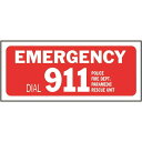 HY-KO 6x14プラスチックフェンスサイン【EMERGENCY DIAL 911】 HY-23009