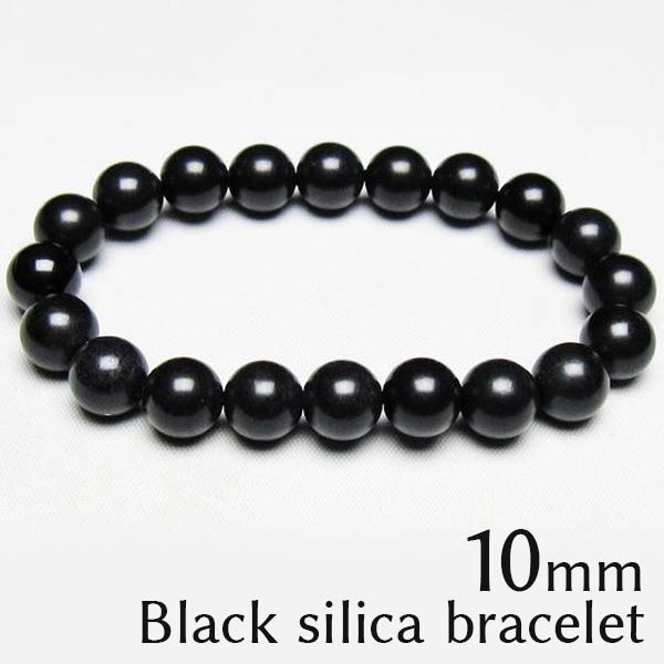 ＼P5倍＆最大2,000円OFF／ ブラックシリカ ブレスレット 10mm black silica 黒鉛珪石 ブレス bracelet ..