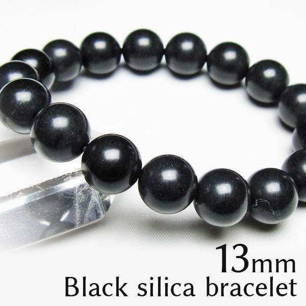 ＼P5倍＆最大2,000円OFF／ ブラックシリカ ブレスレット 13mm black silica 黒鉛珪石 ブレス bracelet ..