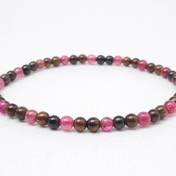 トルマリン ブレスレット 4mm ミックストルマリン ブレス 電気石 Tourmaline bracelet パワーストーン 天然石 一点物 [送料無料] 211-937