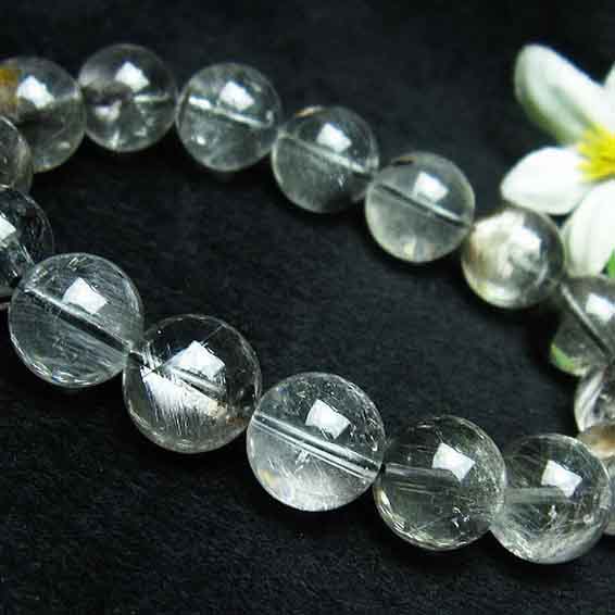 プラチナルチルクォーツ ブレスレット 13mm プラチナルチルクォーツ ブレス bracelet ブルッカイトインクォーツ メンズ レディース パワーストーン ...