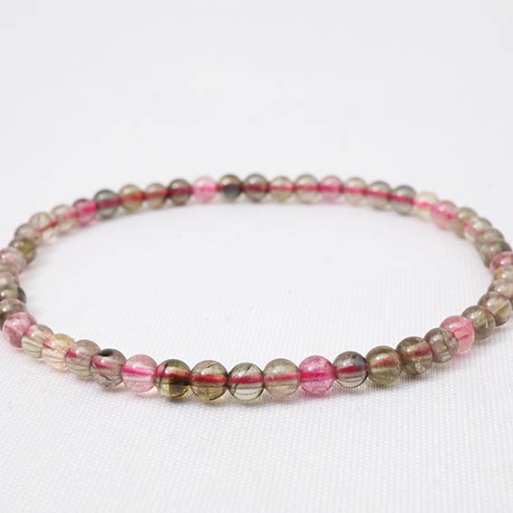 トルマリン ブレスレット 4mm ミックストルマリン ブレス 電気石 Tourmaline Bracelet メンズ レディース 一点物 メール便可 [M便 1/10] 111-1272