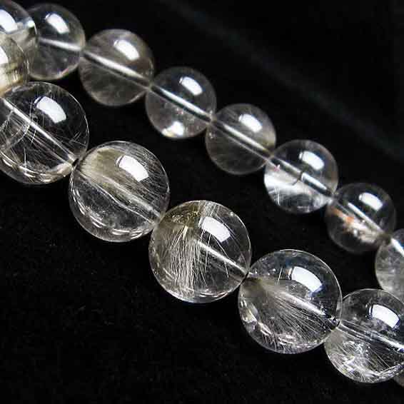 プラチナルチルクォーツ ブレスレット 13mm プラチナルチルクォーツ ブレス bracelet ブルッカイトインクォーツ メンズ レディース 一点物 送料無料...