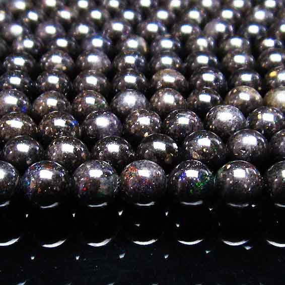 ブラックオパール 一連 6mm opal 蛋白石 ブラックマトリックスオパール ビーズ アクセサリーパーツ ハンドメイド メンズ レディース ランダム発送  714-76