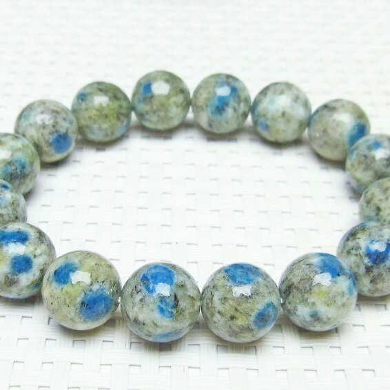 K2ストーン アズライトイングラナイト ブレスレット 12mm azurite in granite K2アズライト 藍銅鉱入り花崗岩 bracelet K2ブルー ブレス メンズ レディース 一点物 [送料無料] 111-3628