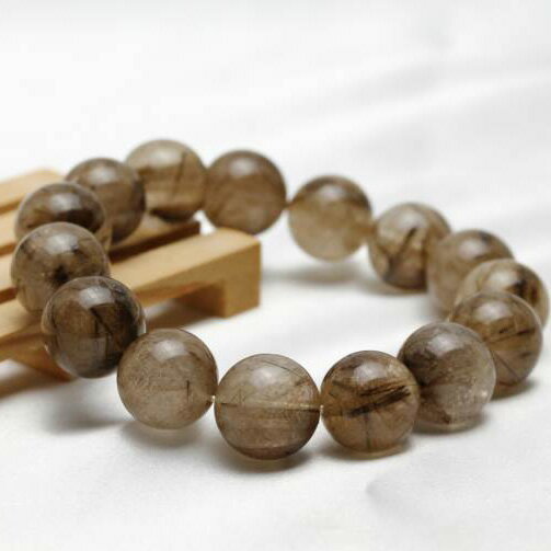 ＼18日限定最大2,000円OFF／ プラチナルチルクォーツ ブレスレット 14mm プラチナルチル ブレス 針入り水晶 rutilated quartz メンズ ..