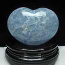 ブルーカルサイト ハート 置物 Calcite 方解石 原石 パワーストーン 天然石 台座付属 一点物 155-155(3)