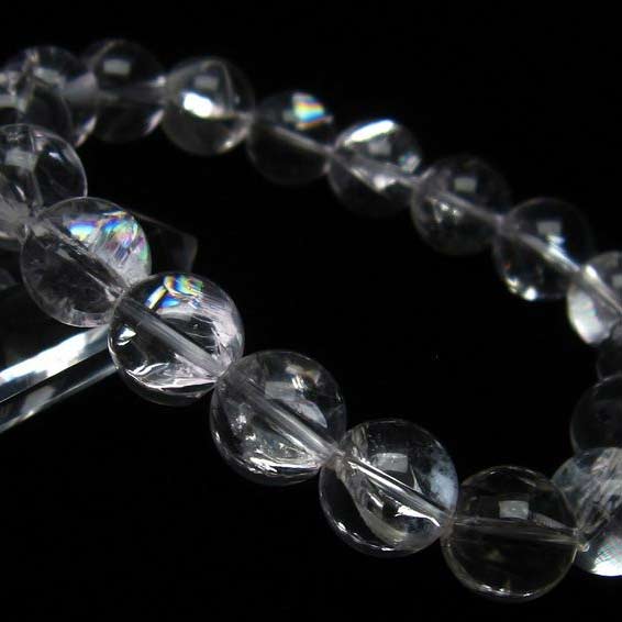 アイリスクォーツ 水晶 ブレスレット 12mm 虹入り 水晶 ブレス crystal quartz bracelet 浄化 天然水晶 高透明 iris メンズ レディース 一点物 送料無料 111-11262