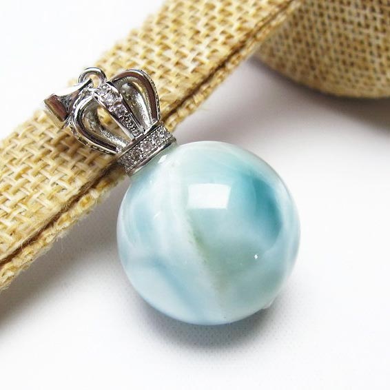 ラリマー ペンダント 丸玉 ブルーペクトライト larimar 曹珪灰石 pectolite Pendant ペンダントトップ ソーダ珪灰石 リラックス メンズ レディース 一点物 送料無料 112-5649