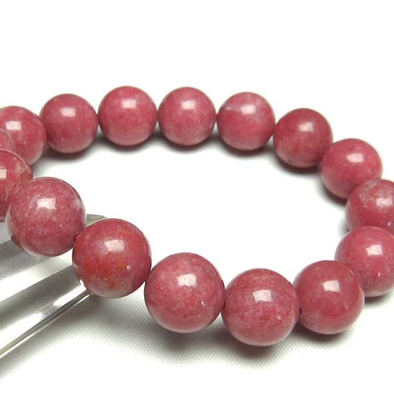 チューライト ブレスレット 13mm Thulite bracelet 桃簾石 ブレス ピンクゾイサイト ロザリン パワーストーン 天然石 一点物 送料無料 [M便 1/10] 111-13746