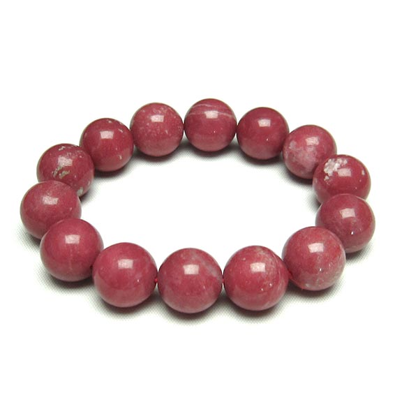 チューライト ブレスレット 14mm ロザリン Thulite bracelet 桃簾石 ブレス メンズ レディース 一点物 [送料無料] 111-13760