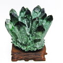 緑水晶 クラスター 原石 置物 Crystal quartz クリスタルクォーツ パワーストーン 台座付属 一点物 [送料無料] 182-4592