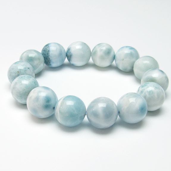 ラリマー ブレスレット 16mm ブルーペクトライト ブレス ソーダ珪灰石 曹珪灰石 larimar pectolite bracelet リラックス メンズ ...