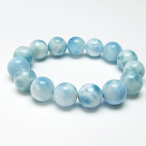 ラリマー ブレスレット 14mm ブルーペクトライト ブレス ソーダ珪灰石 曹珪灰石 larimar pectolite bracelet リラックス メンズ ...
